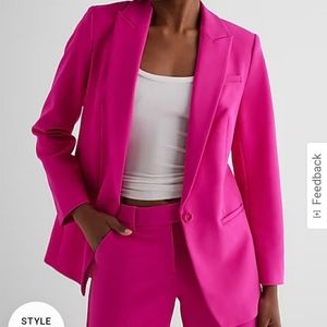 EUC Editor One Button Burgandy Boyfriend Blazer and Bodysuit Set